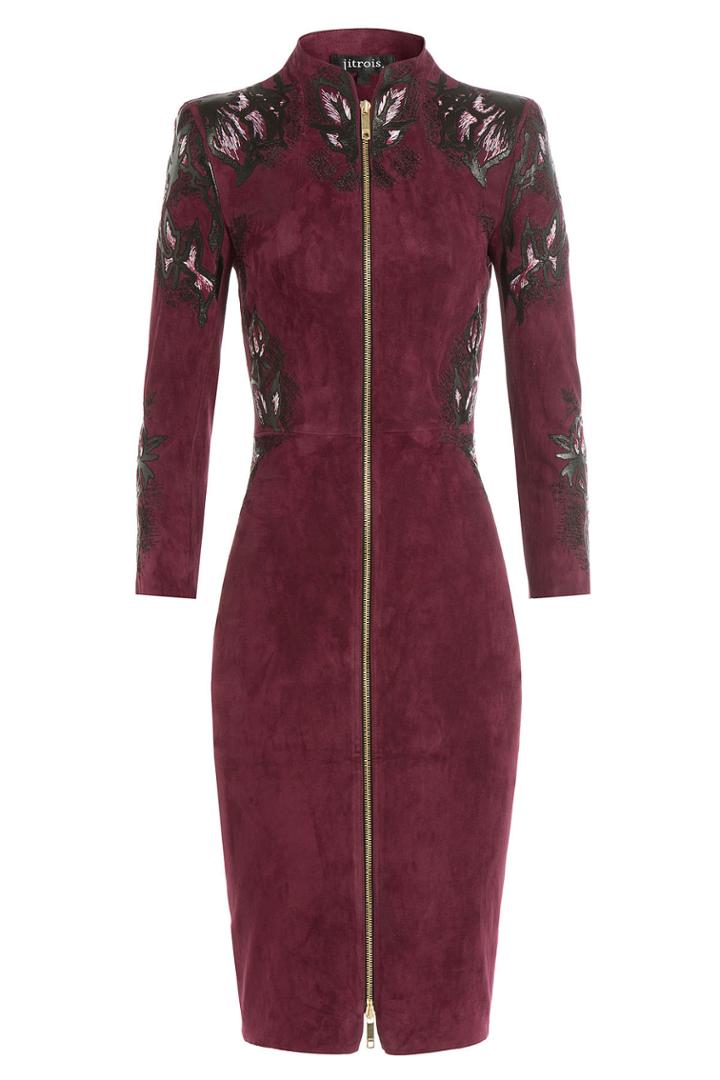 Jitrois Jitrois Embroidered Suede Mini Dress