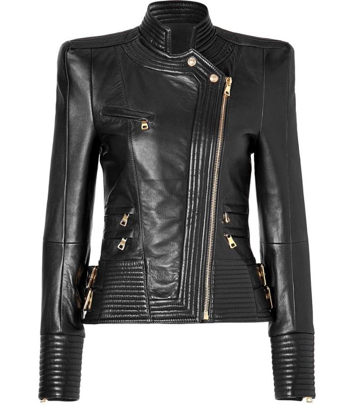 Balmain Leather Jacket In Black