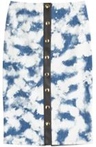 Fausto Puglisi Denim Skirt With Leather Detail