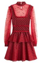 Alexander Mcqueen Alexander Mcqueen Embroidered Dress With Silk And Wool - Red