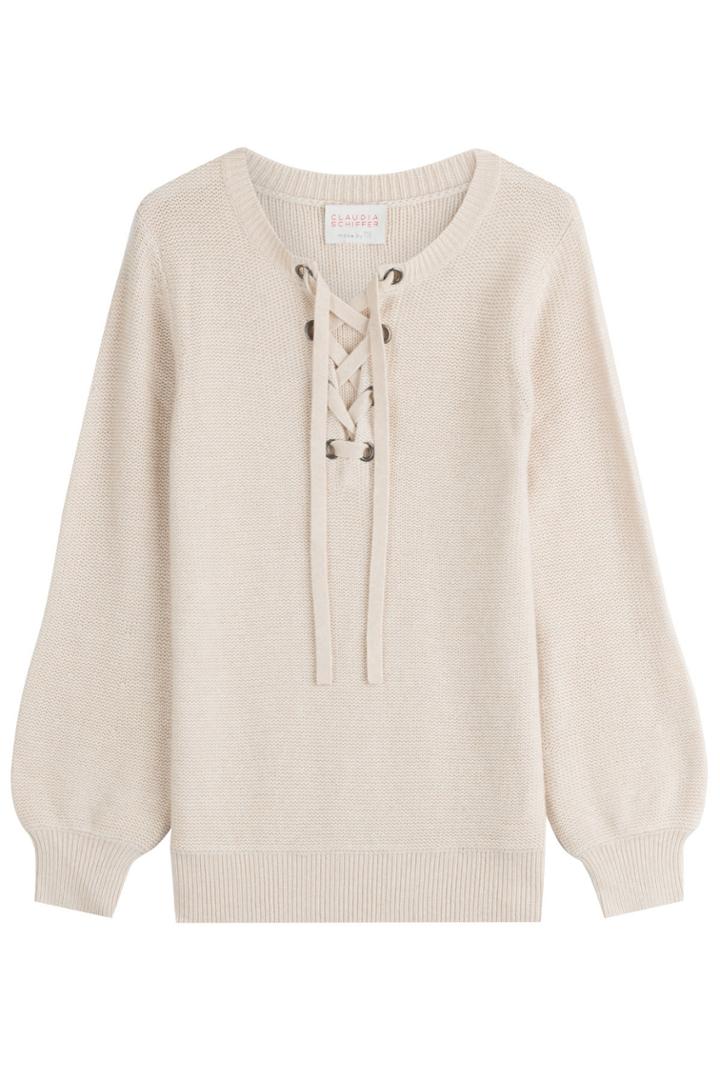 Claudia Schiffer Claudia Schiffer Wool Pullover With Lace-up Front - Beige