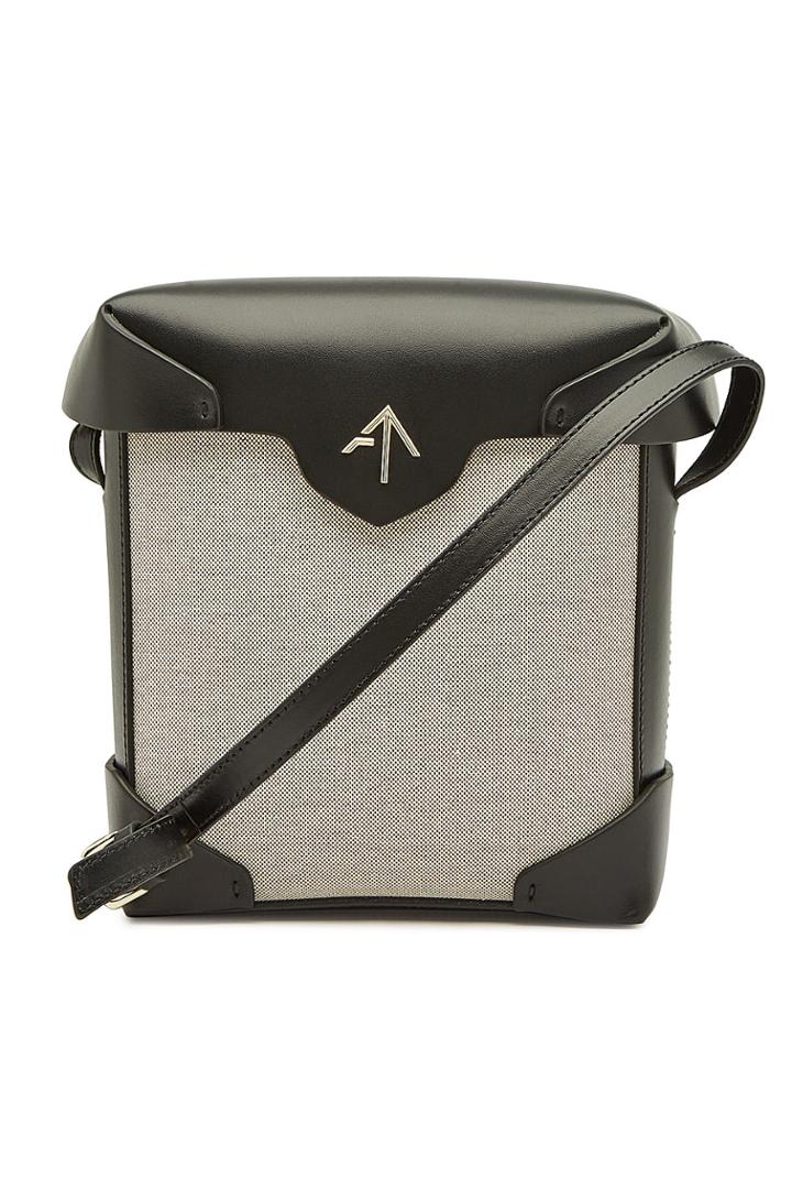 Manu Atelier Manu Atelier Mini Pristine Cotton And Leather Shoulder Bag