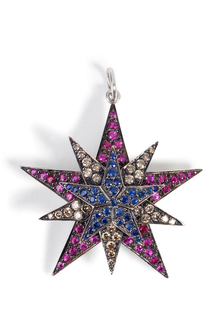 Ileana Makri Ileana Makri Silver/18k Gold Pendant With Rubies, Diamonds, Sapphires