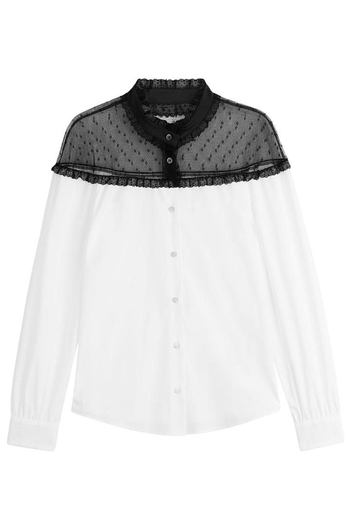 R.e.d. Valentino R.e.d. Valentino Cotton Blouse With Dotted Tulle Top - None