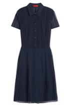 Hugo Hugo Shirt Dress With Pleated Skirt - Blue
