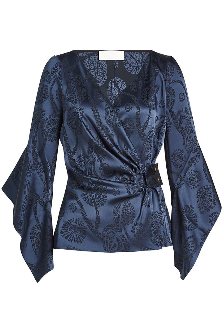 Peter Pilotto Peter Pilotto Satin Jacquard Wrap Blouse