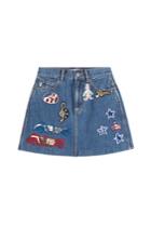 Marc Jacobs Marc Jacobs High-waisted Denim Skirt With Embellished Patches - Blue