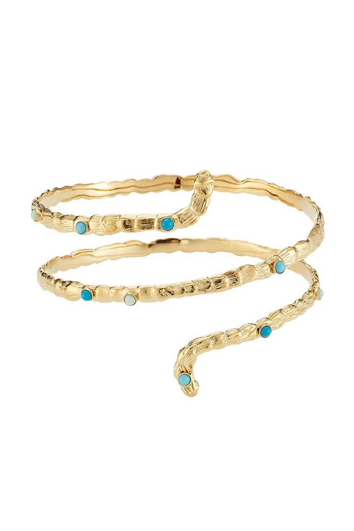 Gas Bijoux Gas Bijoux Liane 24k Gold Plated Cuff With Glass Rocailles