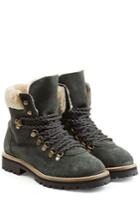 Mr & Mrs Italy Mr & Mrs Italy Suede Ankle Boots With Shearling - Green
