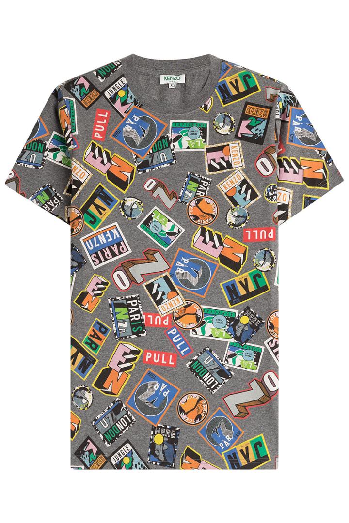 Kenzo Kenzo Printed Cotton Statement T-shirt - Grey