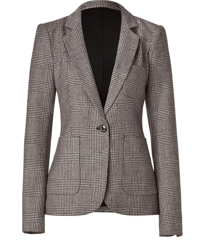Rachel Zoe Black/beige Wool Glen Plaid Charlie Blazer