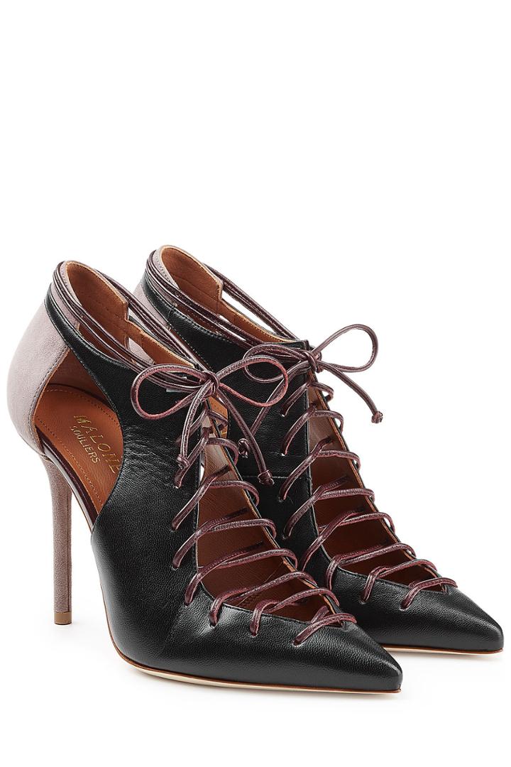 Malone Souliers Malone Souliers Suede And Leather Lace-up Pumps With Cut-outs - Red