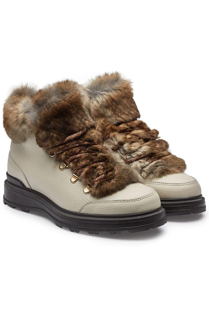 Woolrich Woolrich Hiker Leather Ankle Boots With Rabbit Fur