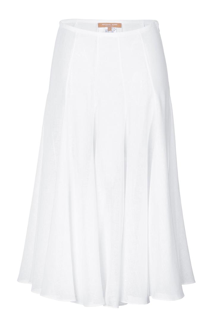Michael Kors Michael Kors Linen Midi Swing Skirt - White