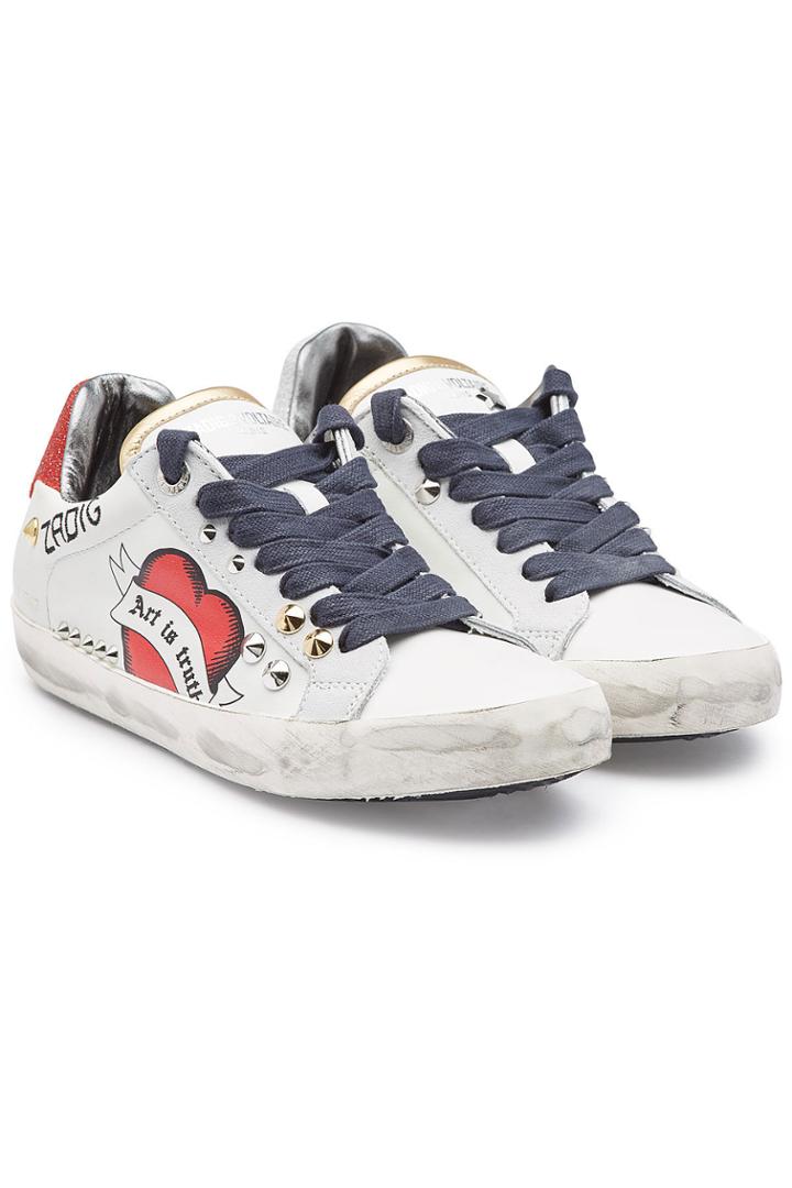 Zadig & Voltaire Zadig & Voltaire Distressed Leather Sneakers With Studs