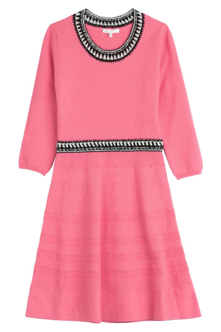 Paule Ka Paule Ka Crochet Knit Stretch Dress - Rose