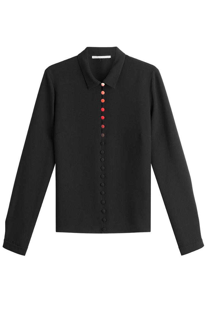 Marco De Vincenzo Marco De Vincenzo Crepe Blouse With Color Fade Buttons - Black