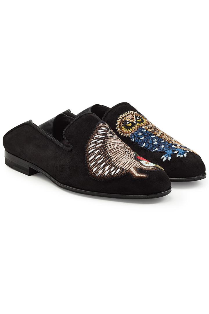 Alexander Mcqueen Alexander Mcqueen Embroidered Suede Loafers