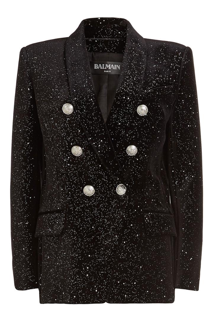 Balmain Balmain Milky Way Velvet Blazer With Embossed Buttons