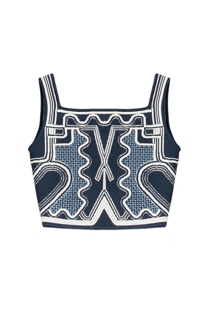 Peter Pilotto Peter Pilotto Embroidered Cropped Top - Blue