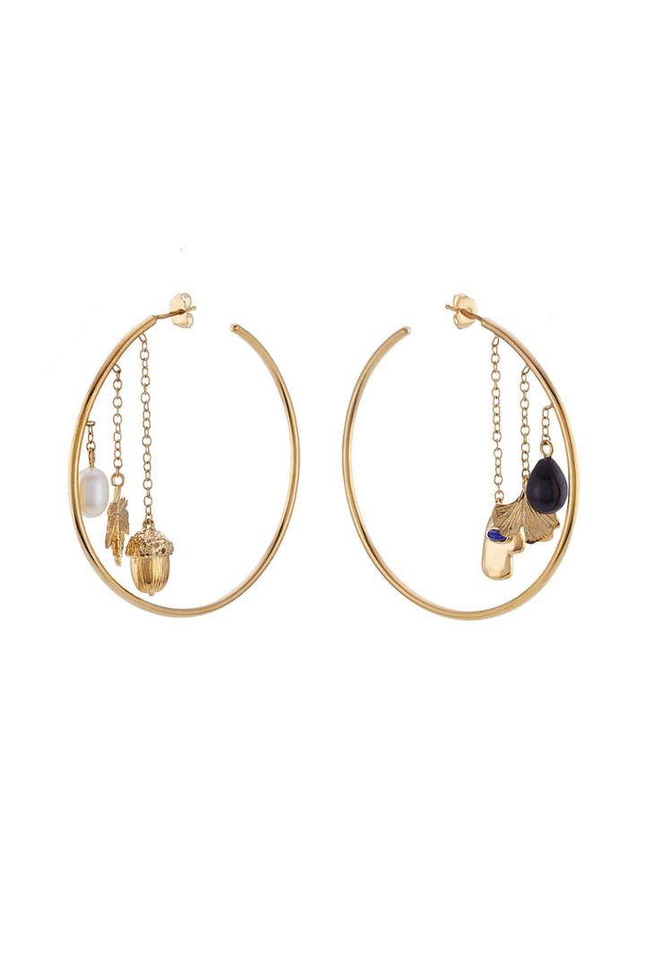 Aurélie Bidermann Aurélie Bidermann 18kt Yellow Gold Plated Earrings With Pearl, Agate And Lapis