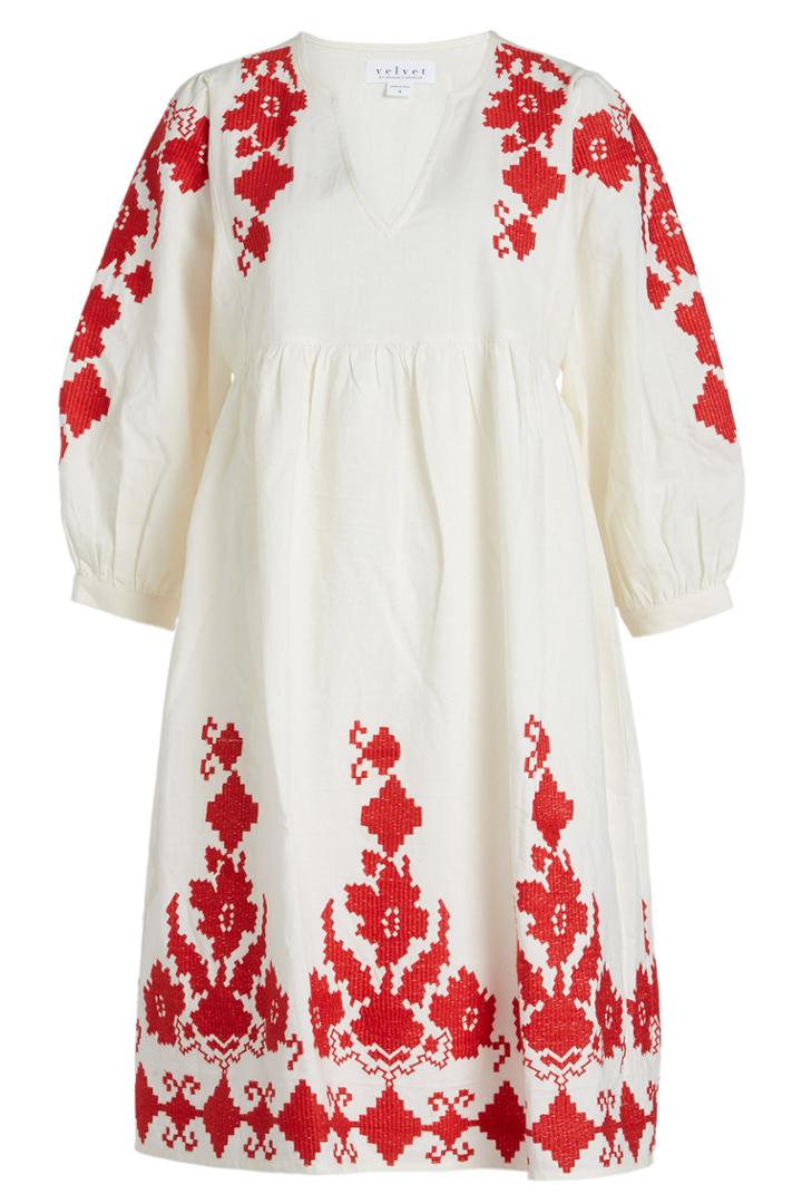 Velvet Velvet Jora Embroidered Cotton Dress