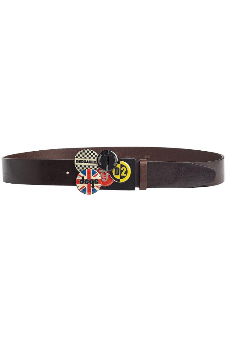 Dsquared2 Dsquared2 Leather Belt With Badge Embellishments
