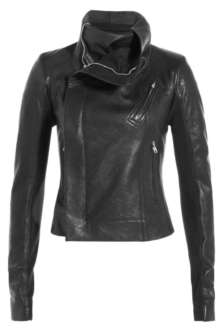 Rick Owens Rick Owens Classic Rugged Leather Biker Jacket - Black