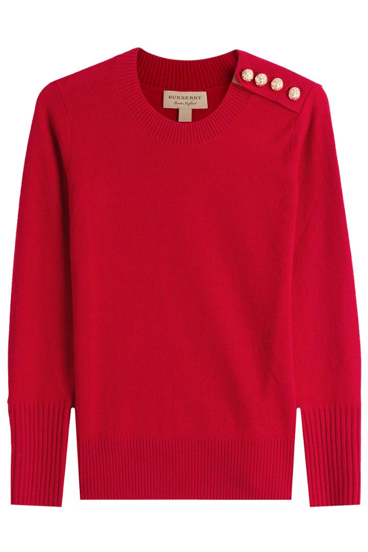 Burberry London Burberry London Cashmere Pullover With Gilded Buttons - Red