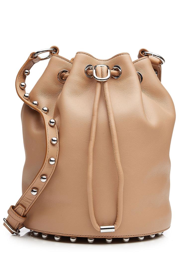 Alexander Wang Alexander Wang Leather Alpha Bucket Bag - Beige