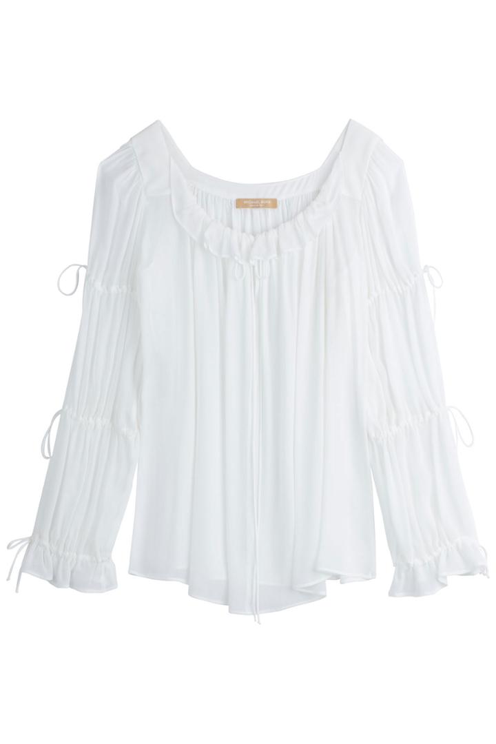 Michael Kors Michael Kors Crepe Peasant Blouse - White