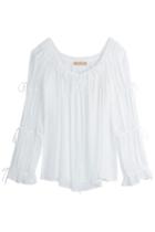Michael Kors Michael Kors Crepe Peasant Blouse - White