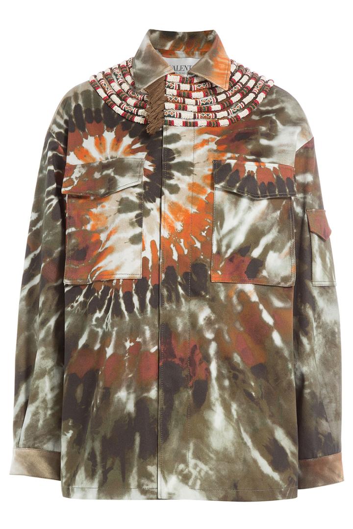 Valentino Valentino Printed Cotton Jacket With Fringed Embellishment - Multicolor