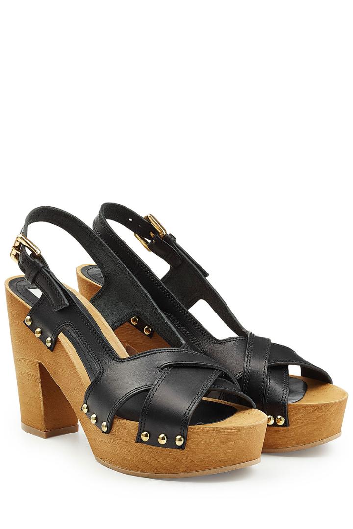 Lautre Chose Lautre Chose Leather Paltform Sandals - Black