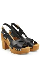 Lautre Chose Lautre Chose Leather Paltform Sandals - Black