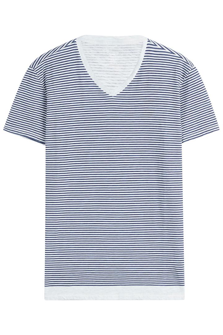 Majestic Majestic Layered Cotton T-shirt With V-neckline - Stripes