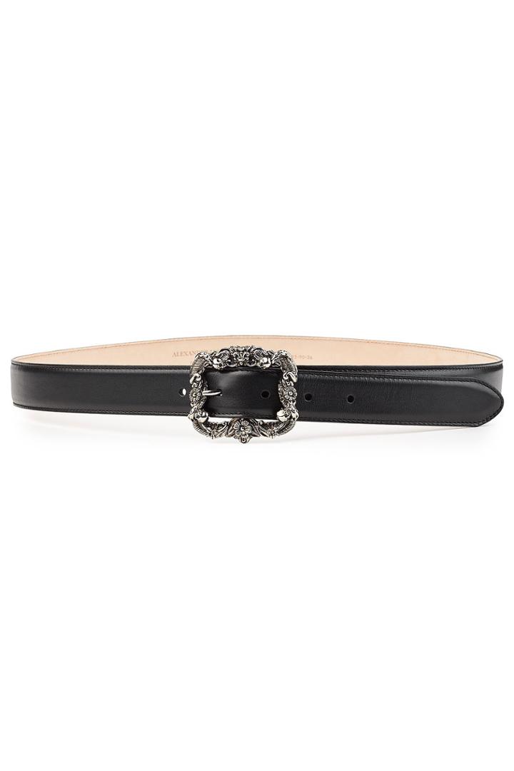 Alexander Mcqueen Alexander Mcqueen Leather Belt With Decorative Buckle