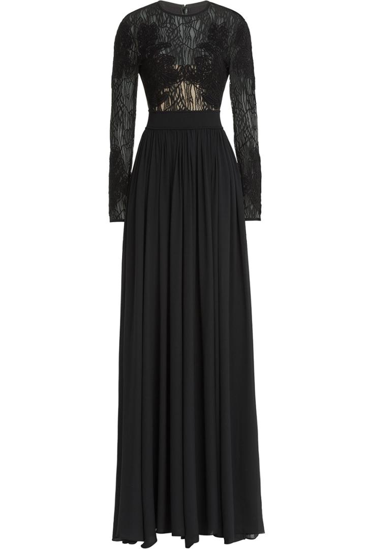 Elie Saab Elie Saab Embroidered Floor Length Gown With Lace And Silk