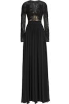 Elie Saab Elie Saab Embroidered Floor Length Gown With Lace And Silk