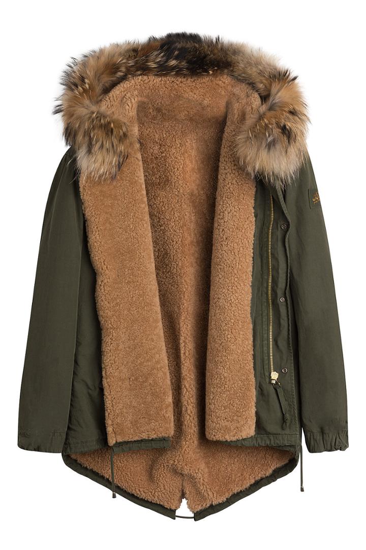 Barbed Barbed Cotton Parka Jacket With Raccoon Fur Lining