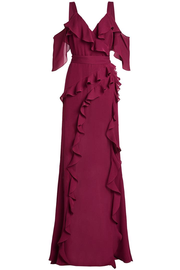 Elie Saab Elie Saab Floor Length Silk Gown With Ruffles