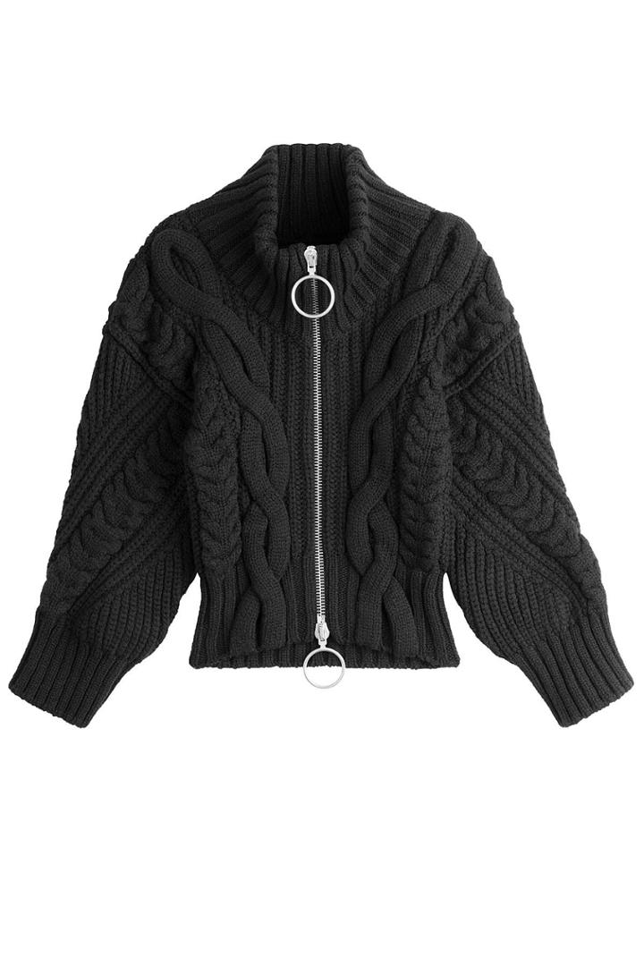 Off White Off White Virgin Wool Turtleneck Cardigan - Black