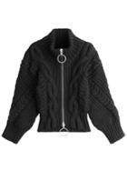 Off White Off White Virgin Wool Turtleneck Cardigan - Black