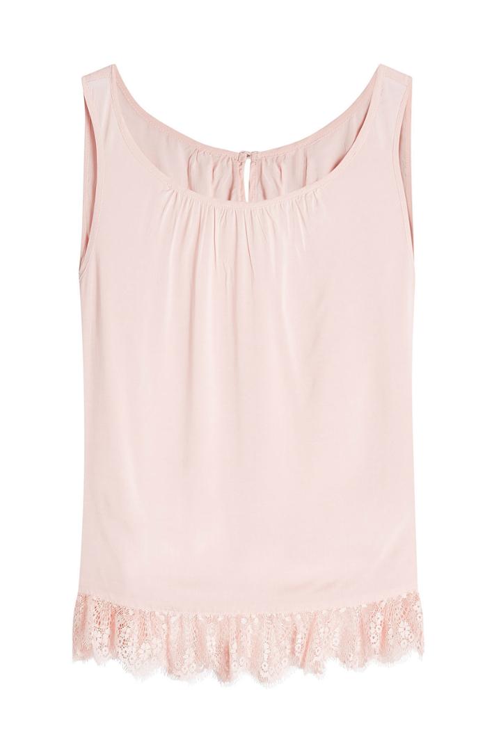 Velvet Velvet Shell With Lace - Pink