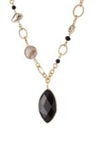 Kenneth Jay Lane Kenneth Jay Lane Gilded Necklace With Faceted Stones - Black