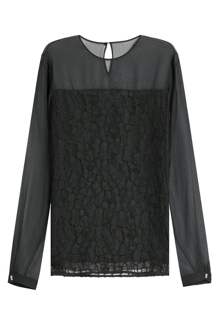 Jason Wu Jason Wu Silk Chiffon Blouse With Lace