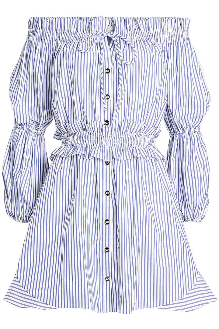 Caroline Constas Caroline Constas Striped Cotton Off-shoulder Dress