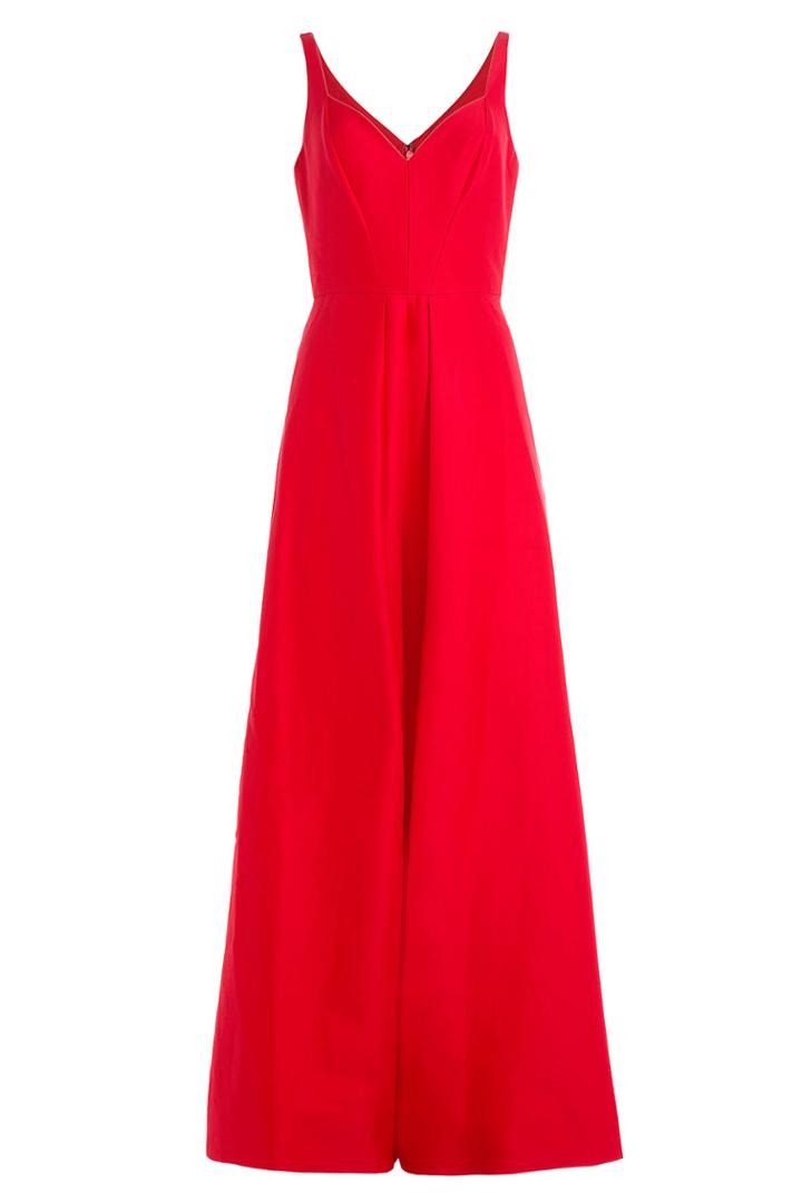 Halston Heritage Halston Heritage Cotton-silk Evening Gown With Front Slit