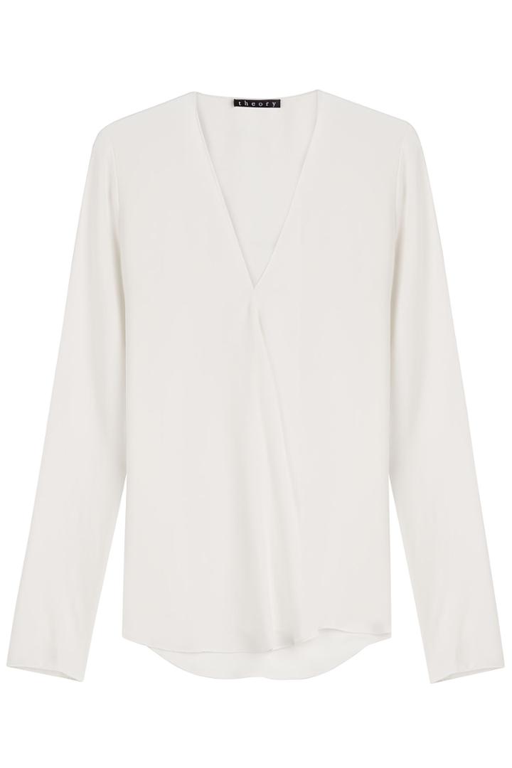 Theory Theory Silk Blouse With Pleat Details - White
