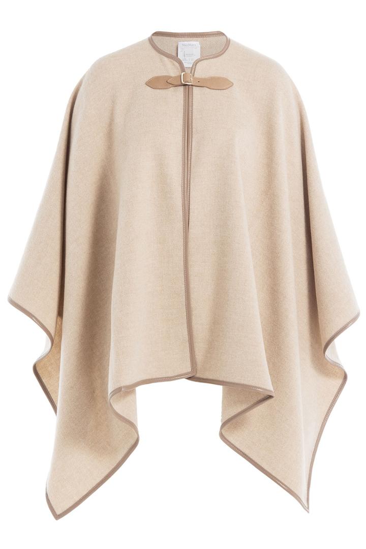 Max Mara Max Mara Wool Cape With Leather Trim